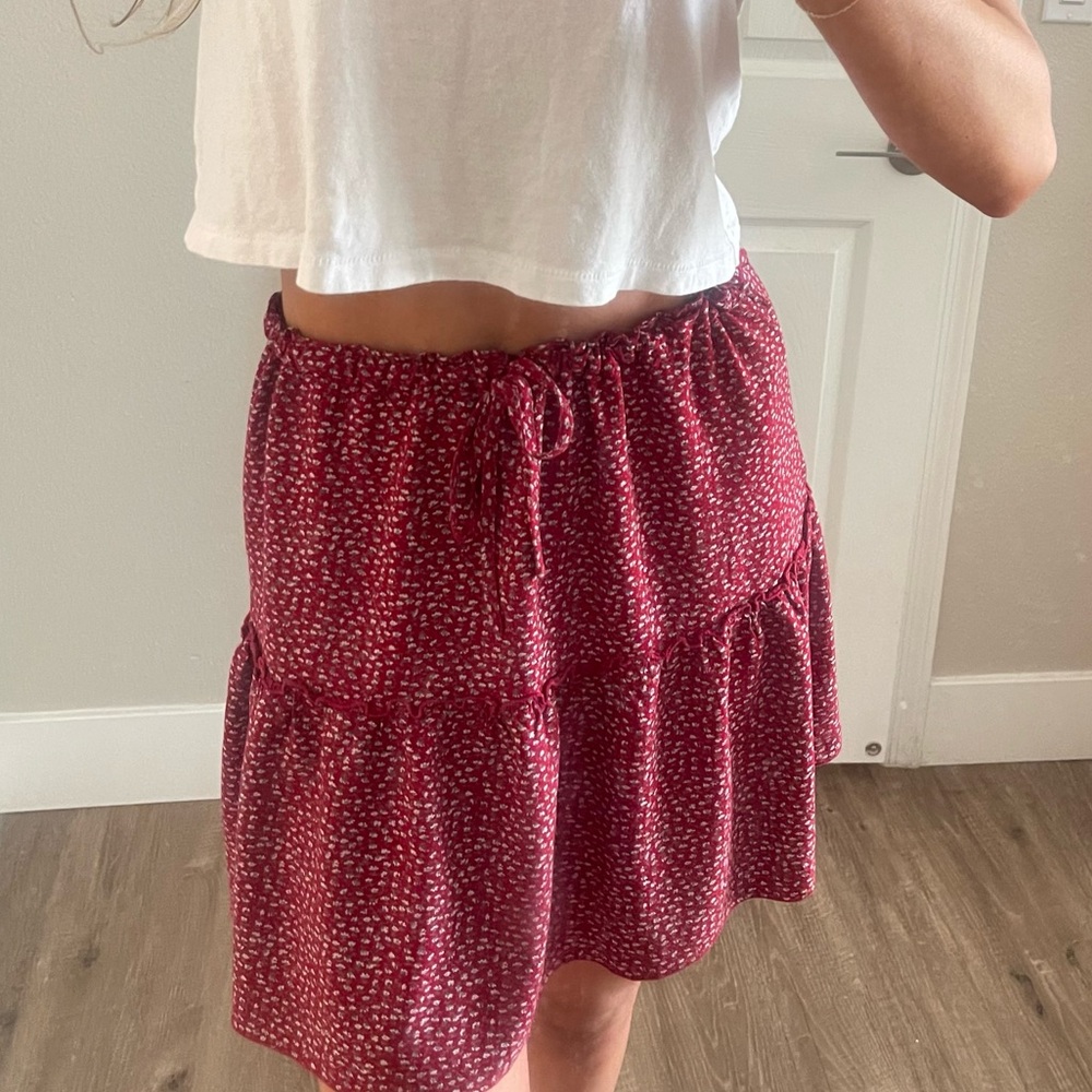 Brandy Melville Red Skater Mini Skirt